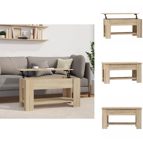 Kahvipöydät - Living Sohvapöytä Sonoma-tammi 101x49x52 cm tekninen puu
