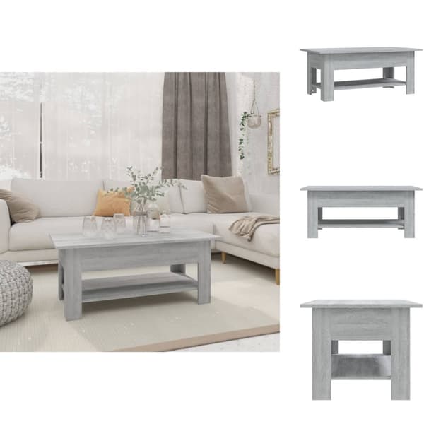 Sofaborde - Living sofabord 102x55x42 cm spånplade grå sonoma-eg