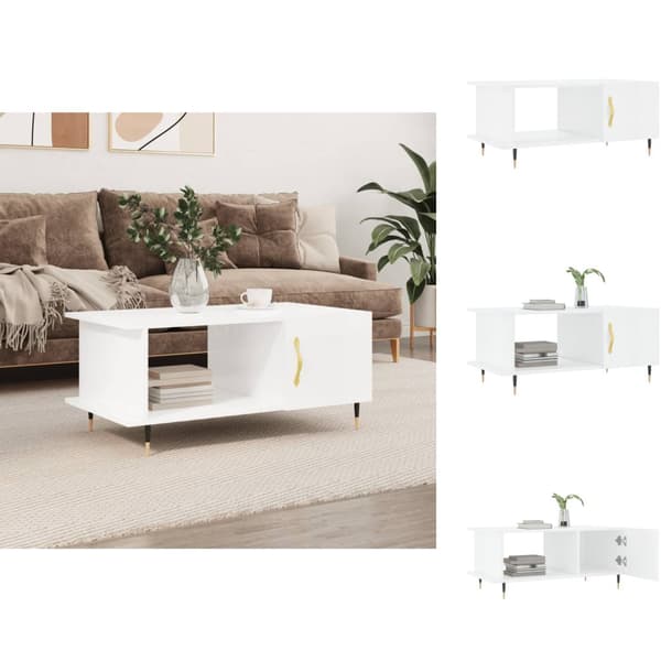 Sofaborde - Living sofabord 90x50x40 cm konstrueret træ hvid højglans