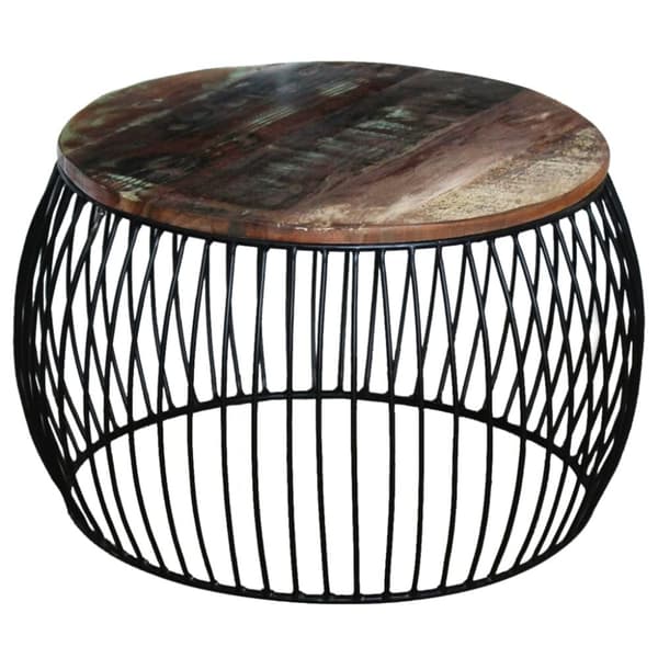 Sofaborde - Living sofabord rundt 68x37 cm massivt genbrugstræ