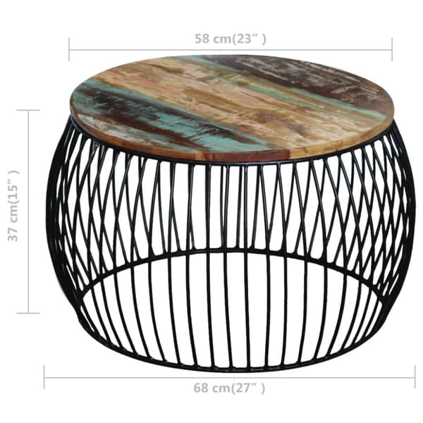Sofaborde - Living sofabord rundt 68x37 cm massivt genbrugstræ