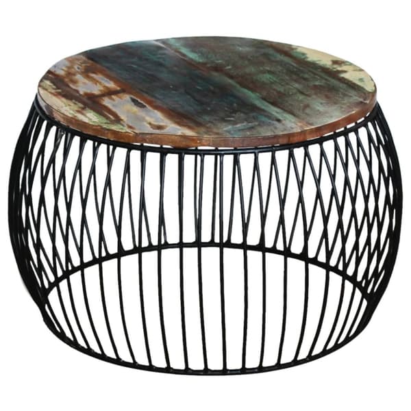 Sofaborde - Living sofabord rundt 68x37 cm massivt genbrugstræ