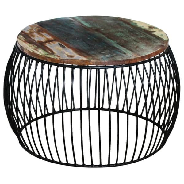 Sofaborde - Living sofabord rundt 68x37 cm massivt genbrugstræ