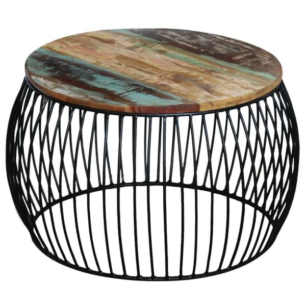 Sofaborde - Living sofabord rundt 68x37 cm massivt genbrugstræ