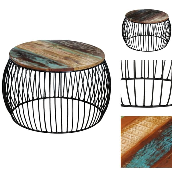Sofaborde - Living sofabord rundt 68x37 cm massivt genbrugstræ