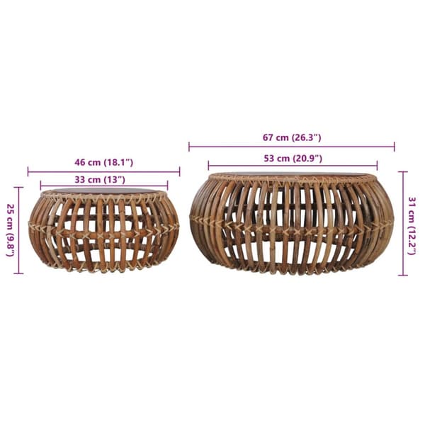 Sofaborde - Living sofaborde 2 stk. naturlig rattan