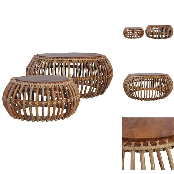 Sofaborde - Living sofaborde 2 stk. naturlig rattan