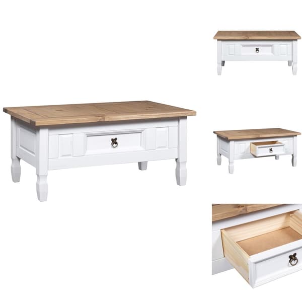 Sofaborde - Living sofabord 100x55x45 cm fyrretræ Corona-serien hvid