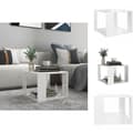 Miniatyrbillede 1 af 6: Sofaborde - Living sofabord 40x40x30 cm konstrueret træ hvid højglans