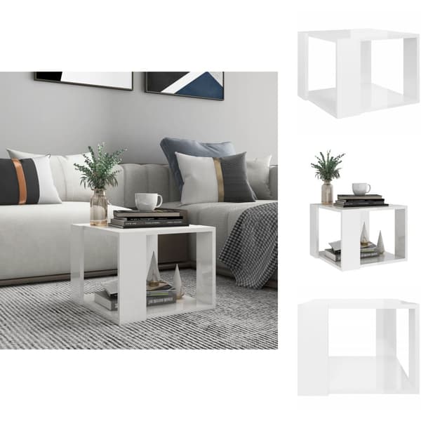 Sofaborde - Living sofabord 40x40x30 cm konstrueret træ hvid højglans