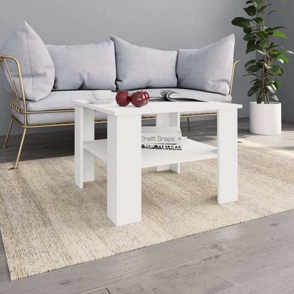 Soffbord - Living Soffbord vit 60x60x42 cm konstruerat trä