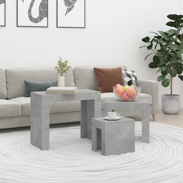 Kahvipöydät - Living Sarjasohvapöydät 3 kpl betoninharmaa tekninen puu