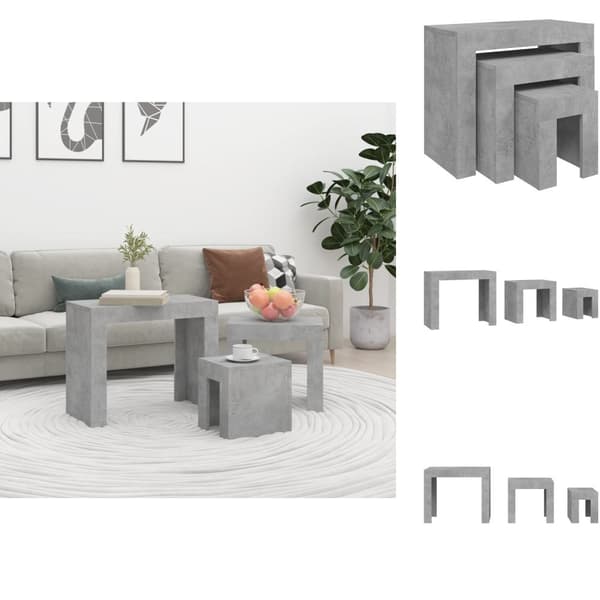 Kahvipöydät - Living Sarjasohvapöydät 3 kpl betoninharmaa tekninen puu