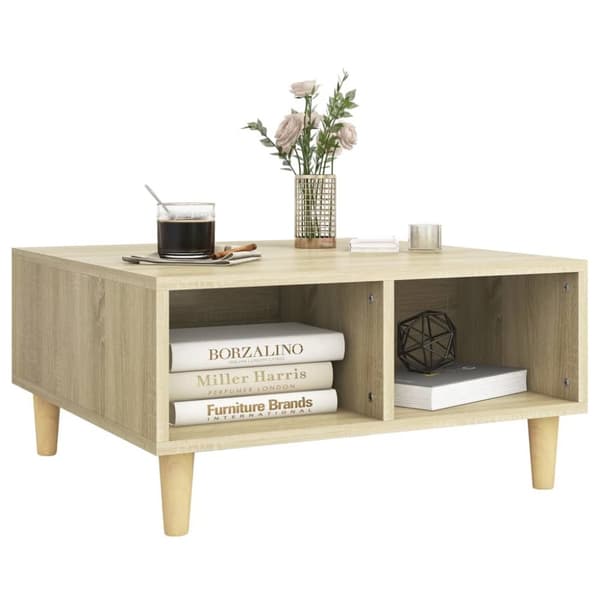 Sofaborde - Living sofabord 60x60x30 cm konstrueret træ sonoma-eg