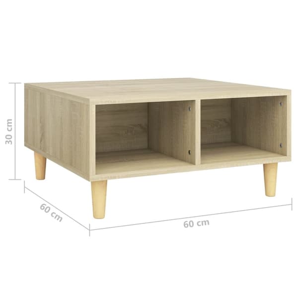 Sofaborde - Living sofabord 60x60x30 cm konstrueret træ sonoma-eg