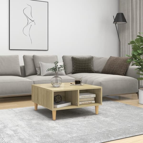 Sofaborde - Living sofabord 60x60x30 cm konstrueret træ sonoma-eg