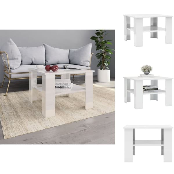Soffbord - Living Soffbord vit högglans 60x60x42 cm konstruerat trä