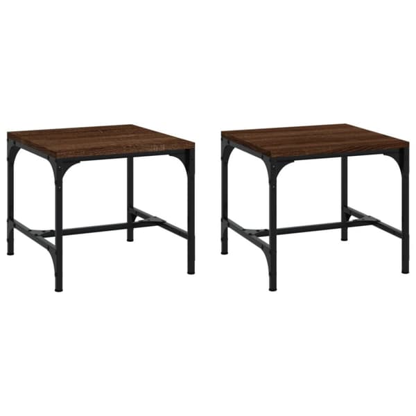Sofaborde - Living sideborde 2 stk. 40x40x35 cm konstrueret træ brun egetræsfarve