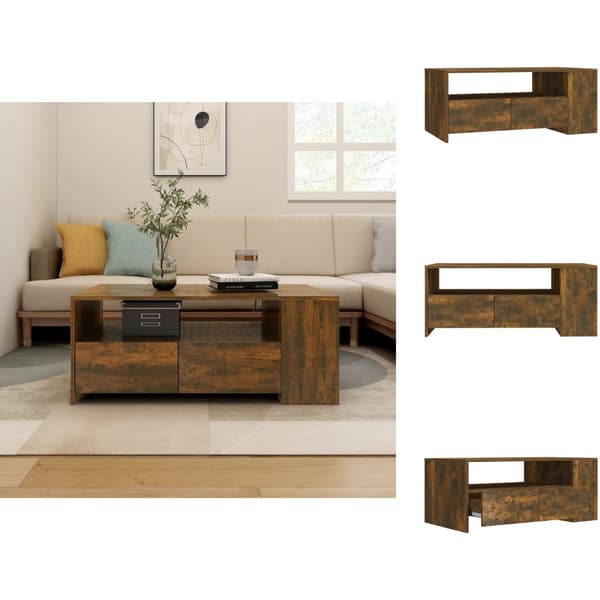 Sofaborde - Living sofabord 102x55x42 cm konstrueret træ røget egetræsfarve