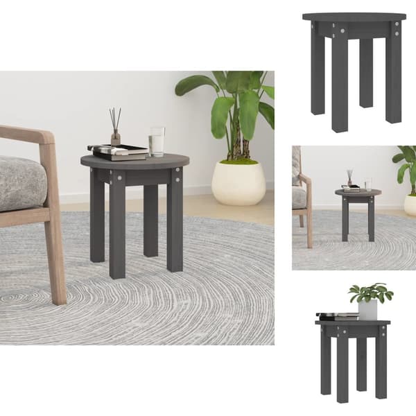 Sofaborde - Living sofabord Ø 35x35 cm massivt fyrretræ grå