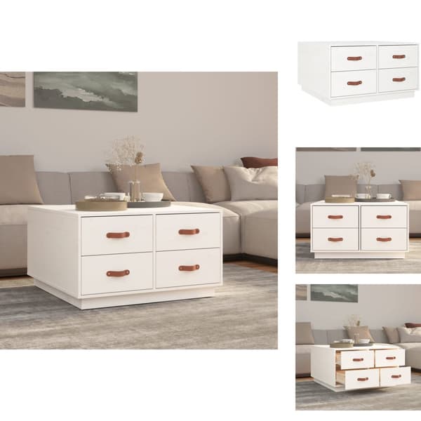 Sofaborde - Living sofabord 80x80x45 cm massivt fyrretræ hvid