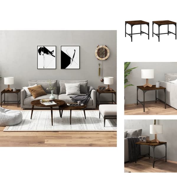 Sofaborde - Living sideborde 2 stk. 40x40x35 cm konstrueret træ røget egetræsfarve