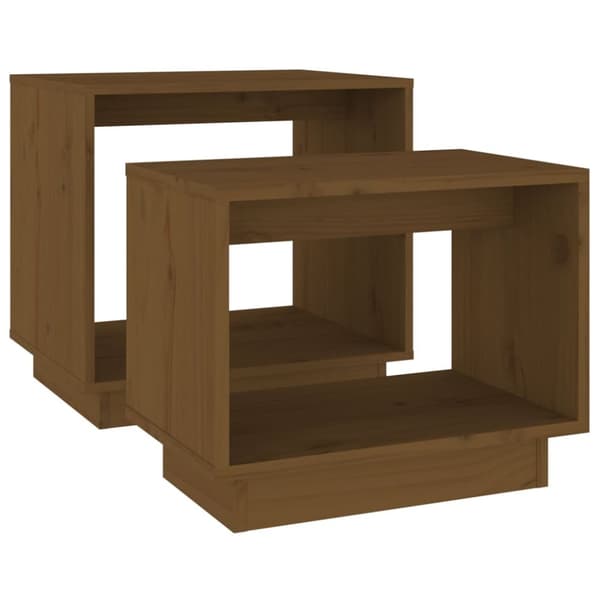 Soffbord - Living Satsbord 2 st honungsbrun massiv furu
