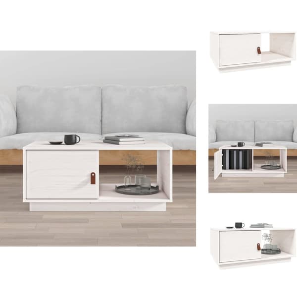 Sofaborde - Living sofabord 80x50x35,5 cm massivt fyrretræ hvid