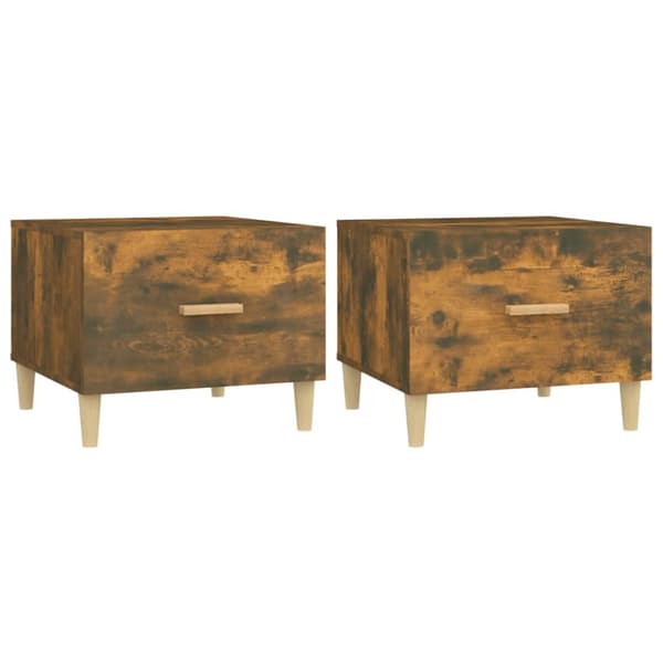 Sofaborde - Living sofaborde 2 stk. 50x50x40 cm konstrueret træ røget egetræsfarve