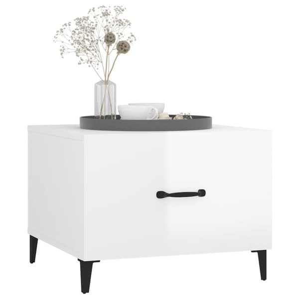 Sofaborde - Living sofaborde med metalben 2 stk. 50x50x40 cm hvid højglans