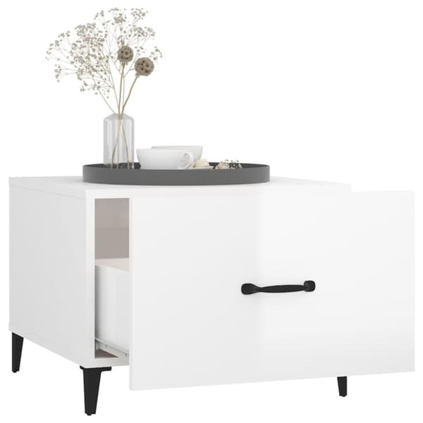 Sofaborde - Living sofaborde med metalben 2 stk. 50x50x40 cm hvid højglans