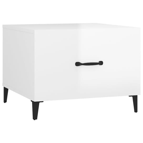 Sofaborde - Living sofaborde med metalben 2 stk. 50x50x40 cm hvid højglans