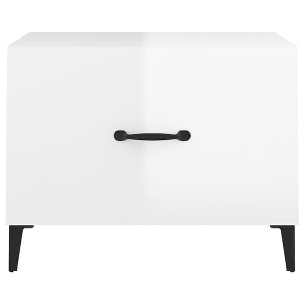 Sofaborde - Living sofaborde med metalben 2 stk. 50x50x40 cm hvid højglans