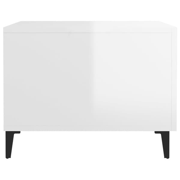 Sofaborde - Living sofaborde med metalben 2 stk. 50x50x40 cm hvid højglans