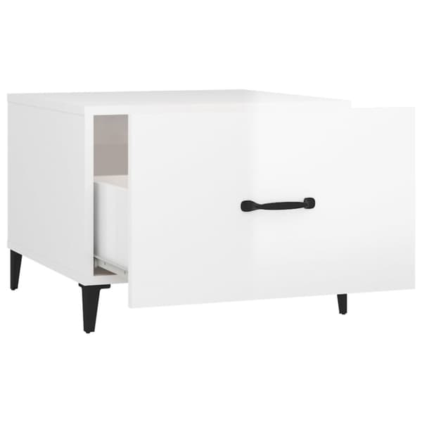 Sofaborde - Living sofaborde med metalben 2 stk. 50x50x40 cm hvid højglans