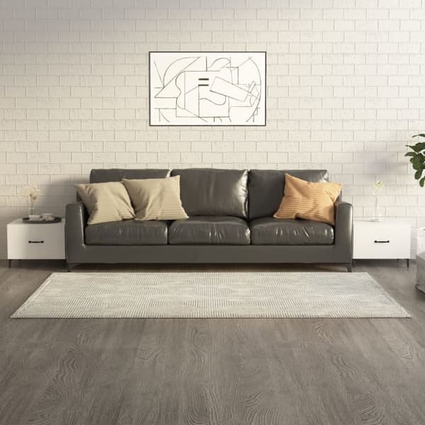 Sofaborde - Living sofaborde med metalben 2 stk. 50x50x40 cm hvid højglans