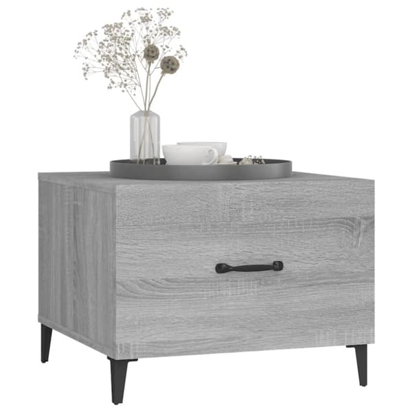 Sofaborde - Living sofabord med metalben 50x50x40 cm grå sonoma-eg