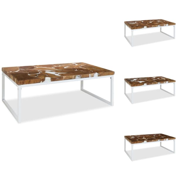 Sofaborde - Living sofabord i teaktræ og plastik 110 x 60 x 40 cm