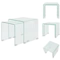 Miniatyrbillede 1 af 7: Sofaborde - Living indskudsbordsæt i 2 dele i hærdet klart glas
