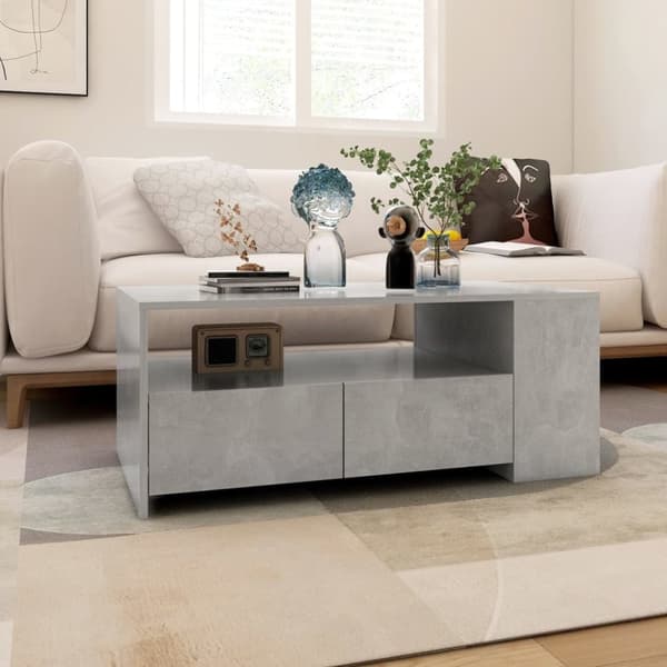 Soffbord - Living Soffbord betonggrå 102x55x42 cm konstruerat trä