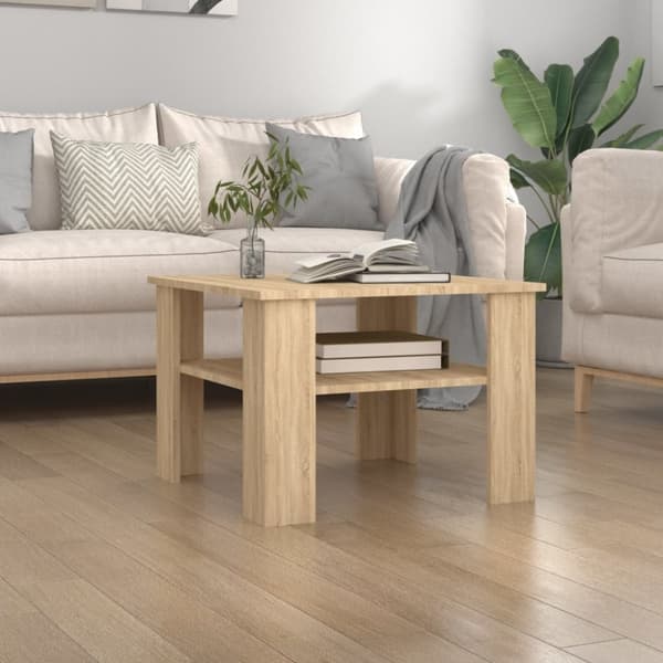 Sofaborde - Living sofabord 60x60x42 cm konstrueret træ sonoma-eg