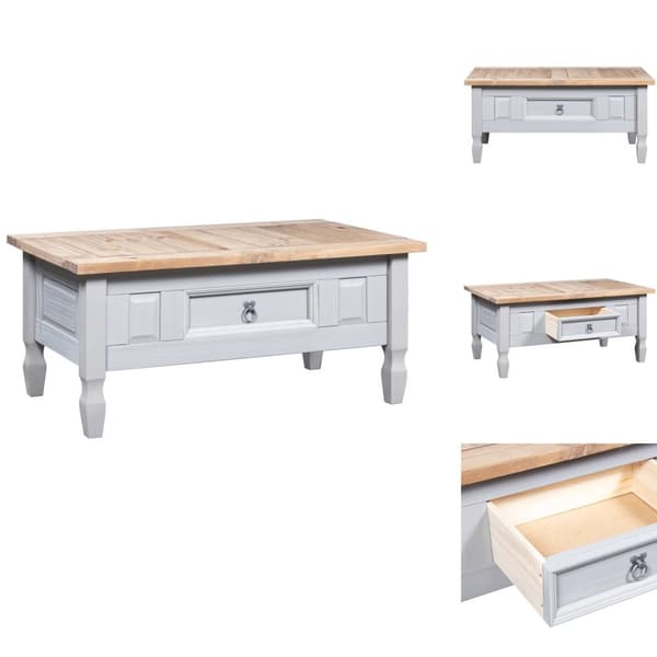 Soffbord - Living Soffbord mexikansk coronastil furu grå 100x55x45 cm