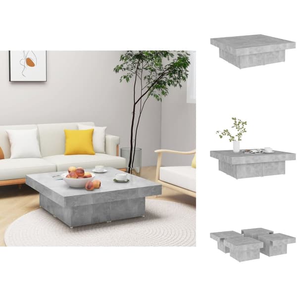 Soffbord - Living Soffbord betonggrå 90x90x28 cm konstruerat trä