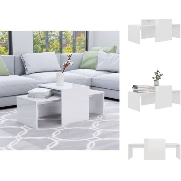Sofaborde - Living sofabordssæt 100x48x40 cm konstrueret træ hvid højglans
