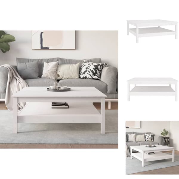 Soffbord - Living Soffbord vit 100x100x40 cm massivt furu