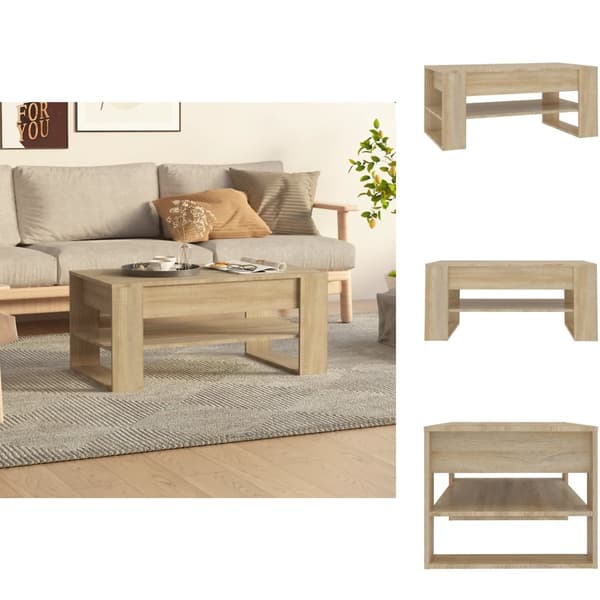 Kahvipöydät - Living Sohvapöytä Sonoma-tammi 102x55x45 cm tekninen puu