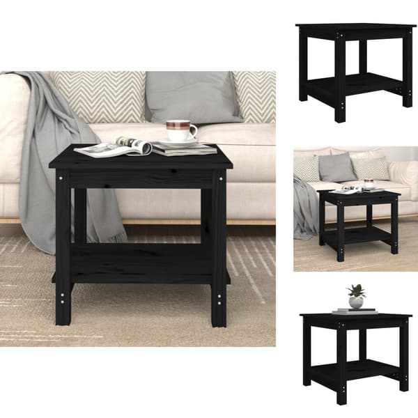 Sofaborde - Living sofabord 50x50x45 cm massivt fyrretræ sort