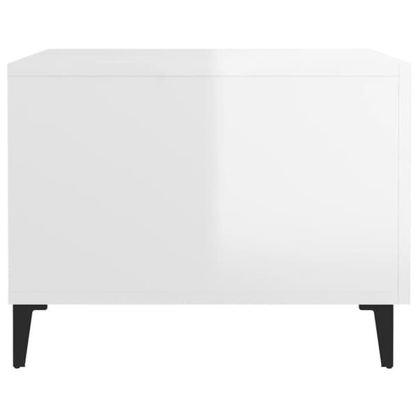 Sofaborde - Living sofabord med metalben 50x50x40 cm hvid højglans