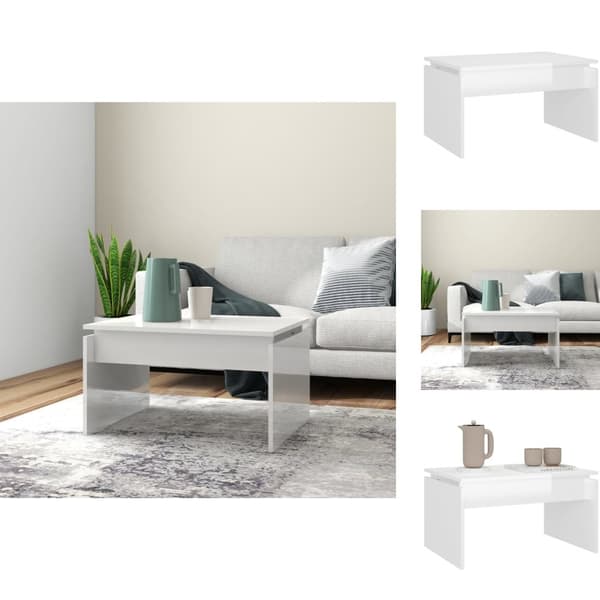 Soffbord - Living Soffbord vit högglans 68x50x38 cm konstruerat trä