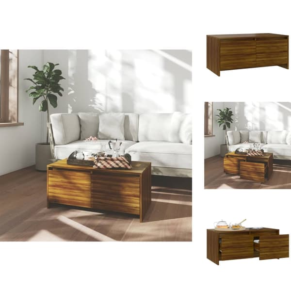 Sofaborde - Living sofabord 90x50x41,5 cm konstrueret træ brun egetræsfarve